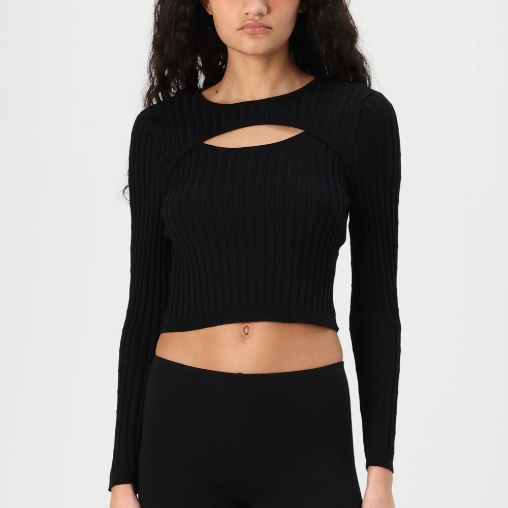 Lily Rose Black Cutout Long Sleeve Top